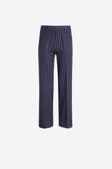 SILVER STRIPE STRAIGHT NAVY TROUSERS