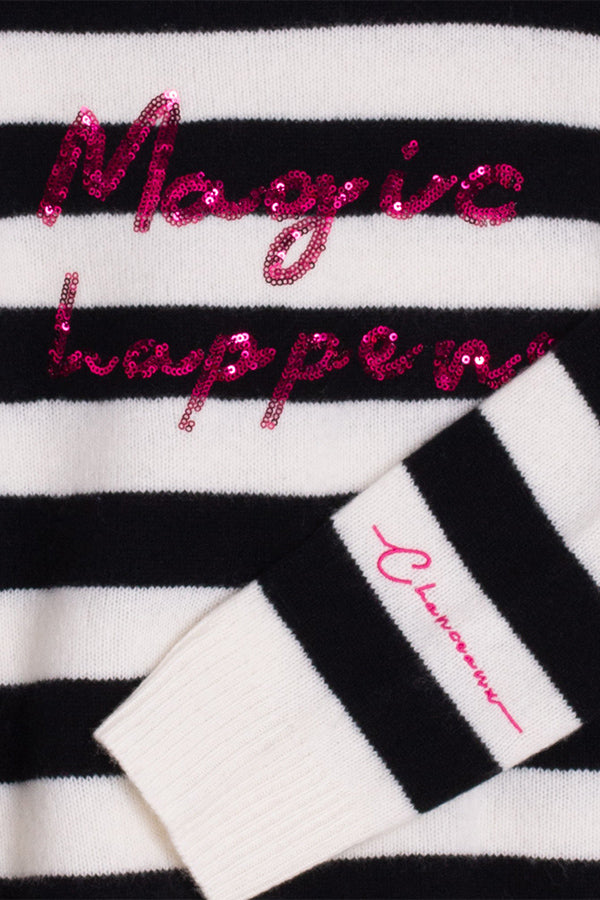 FABIOLA SEQUINS STRIPES ECRU BLACK KNITWEAR