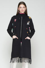 FRINGES NEGRO PRINT KNITWEAR CARDIGAN
