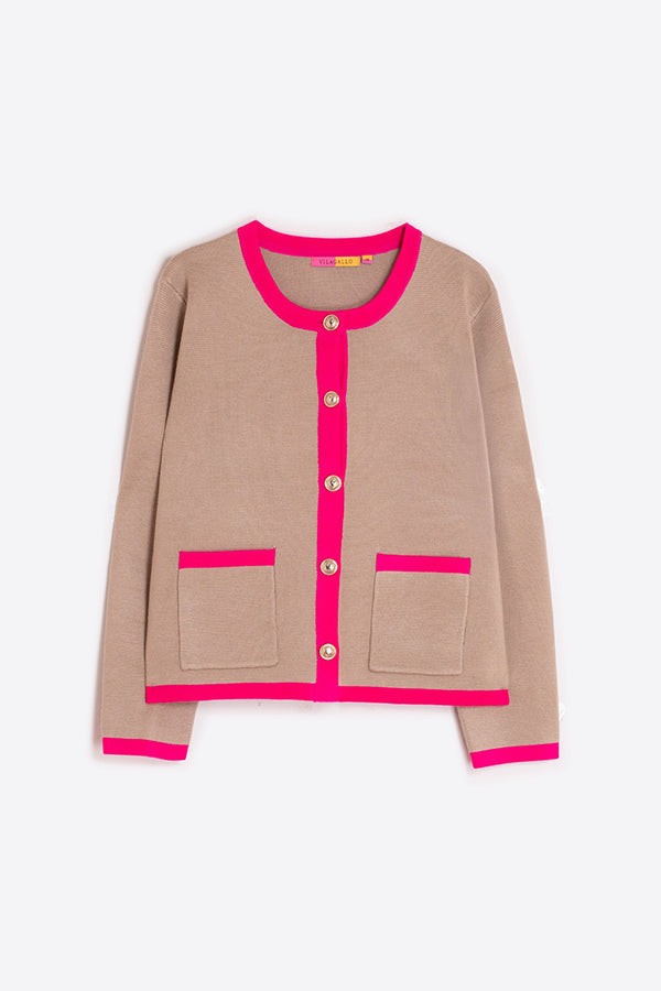 MILANO BEIGE PINK KNITWEAR CARDIGAN