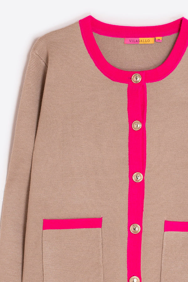 MILANO BEIGE PINK KNITWEAR CARDIGAN