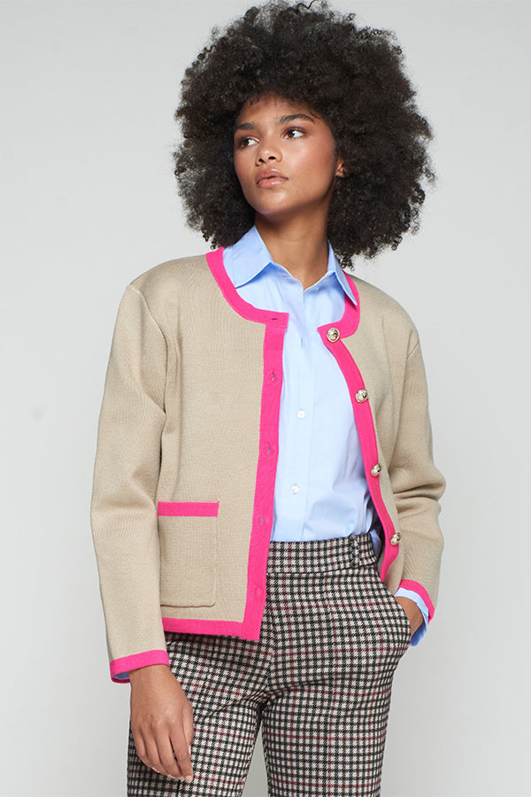 MILANO BEIGE PINK KNITWEAR CARDIGAN