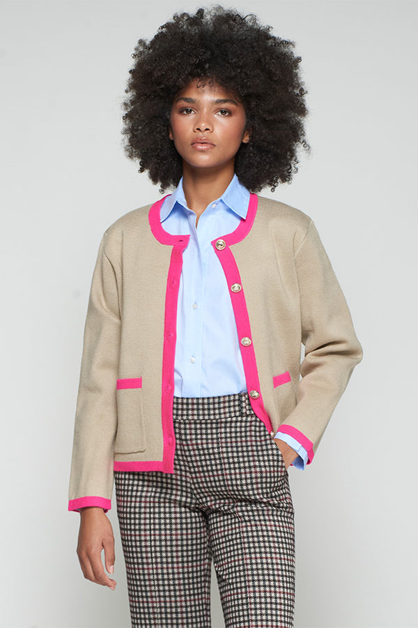 MILANO BEIGE PINK KNITWEAR CARDIGAN