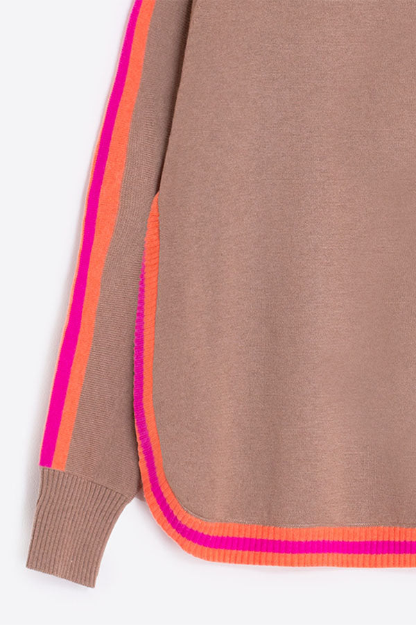 FLUO TRIM BEIGE SWEATER