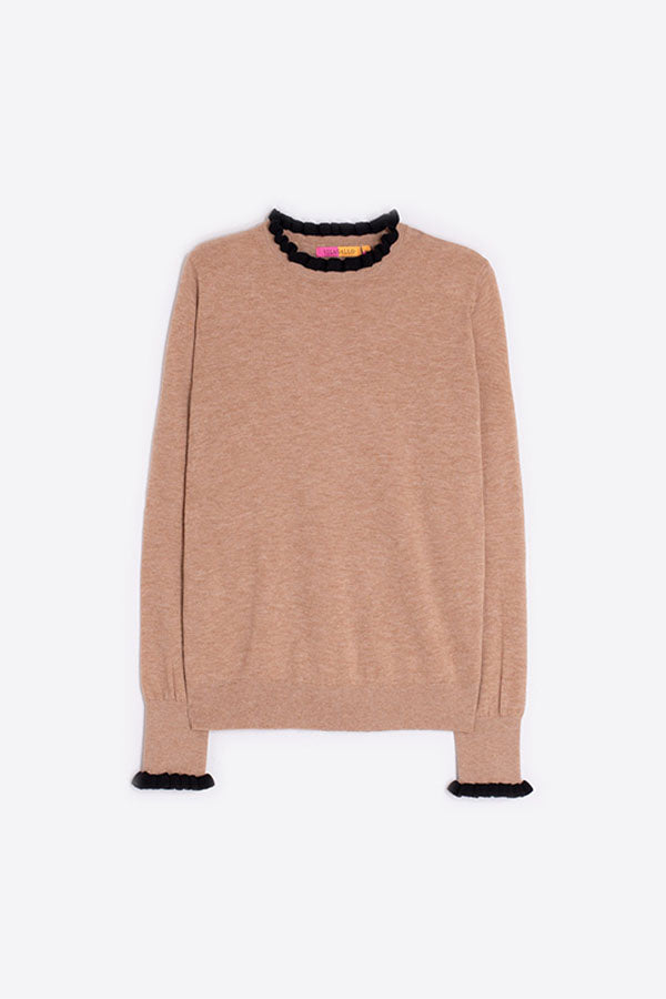 JERSEY VOLANTES BEIGE BLACK KNITWEAR
