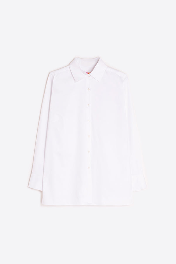 LARGA BOTONES ESPALDA BLANCO STRECH SHIRT