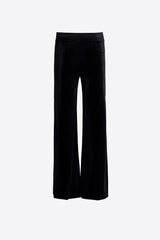 BLACK VELVET WIDE-LEG TROUSERS