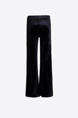 BLACK VELVET WIDE-LEG TROUSERS