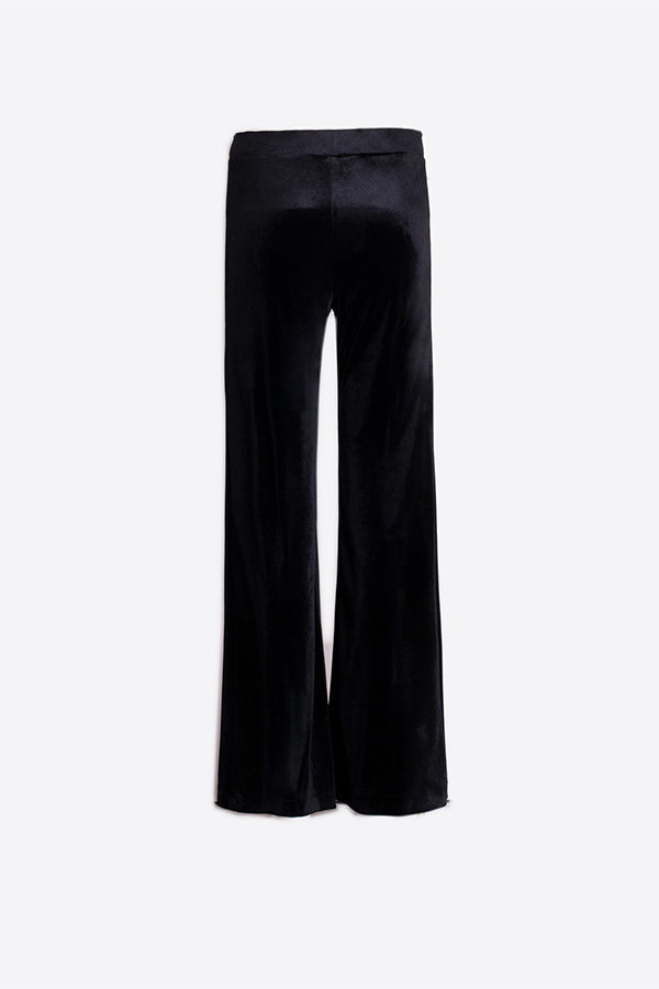 BLACK VELVET WIDE-LEG TROUSERS