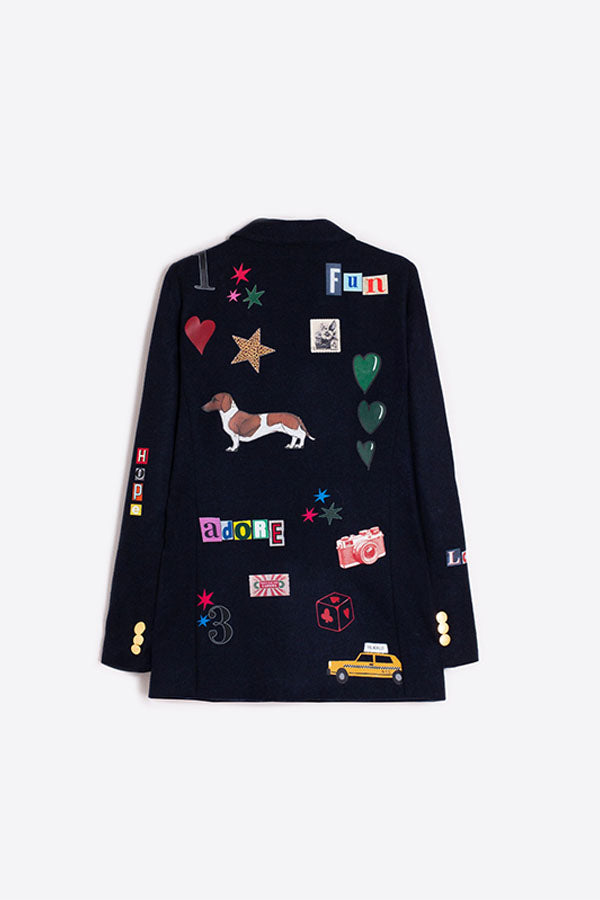GRAFFITI NAVY WOOL BLAZER