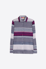 NAVY HERRINGBONE LUREX JACQUARD SHIRT