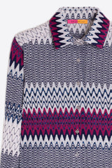 NAVY HERRINGBONE LUREX JACQUARD SHIRT