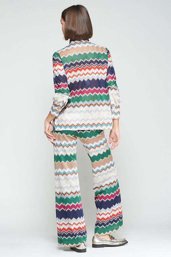 GREEN HERRINGBONE LUREX JACQUARD SHIRT TROUSERS