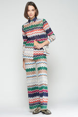 GREEN HERRINGBONE LUREX JACQUARD SHIRT TROUSERS