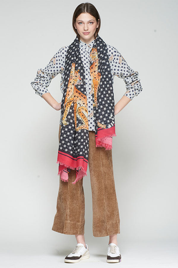 LEOPARD STAR PRINT SCARF