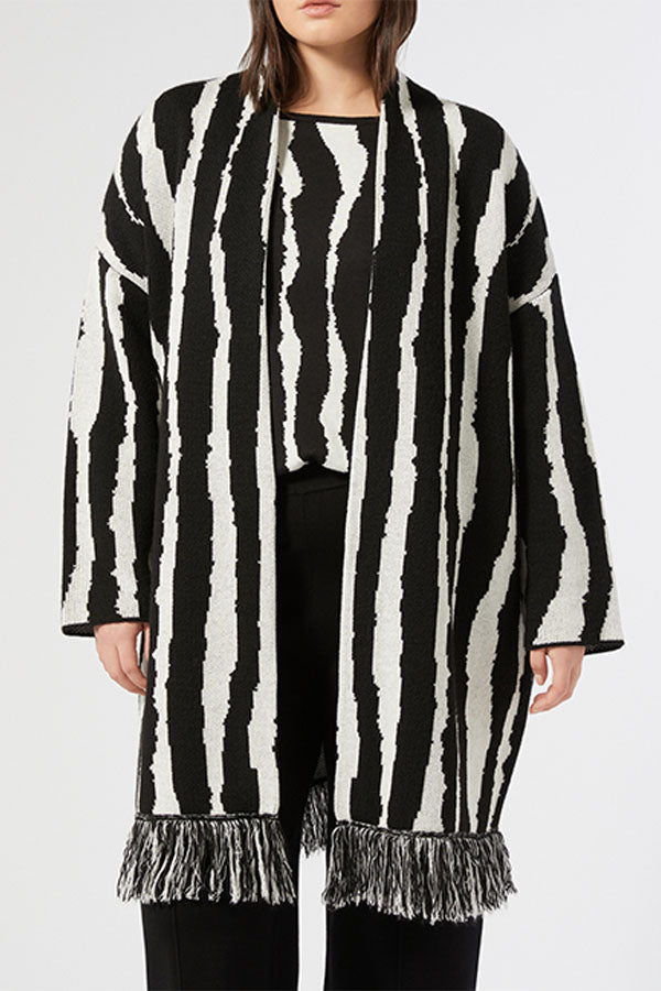 CRIMEA BLACK JACQUARD KNIT COAT