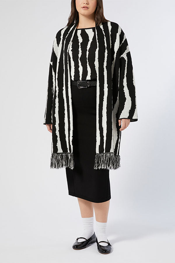 CRIMEA BLACK JACQUARD KNIT COAT