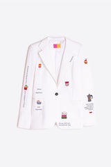 BONJOUR EMBROIDERED WHITE JACKET