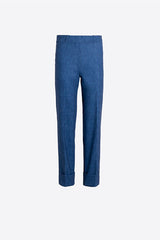 TURNED-UP HEM TEXTURED TROUSERS