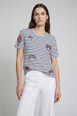 EMBROIDERED PATCHES STRIPED T-SHIRT