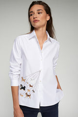 DOG ILLUSTRATION WHITE SHIRT