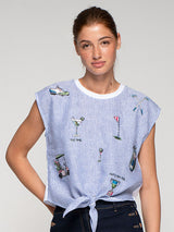 GOLF DETAIL STRIPED SLEEVELESS T-SHIRT