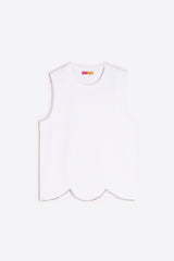 WHITE SCALLOPED HEM SLEEVELESS TOP