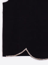 SCALLOPED HEM BLACK SLEEVELESS TOP