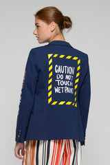 SCREEN PRINTED NAVY BLUE JACKET