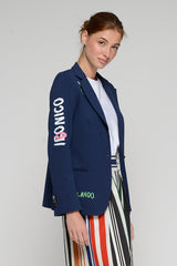 SCREEN PRINTED NAVY BLUE JACKET