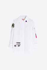 PALM TREE EMBROIDERED striped SHIRT
