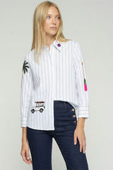 PALM TREE EMBROIDERED striped SHIRT