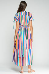 MULTICOLOR VERTICAL STRIPED DRESS