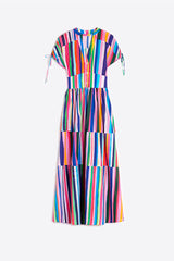 MULTICOLOR VERTICAL STRIPED DRESS