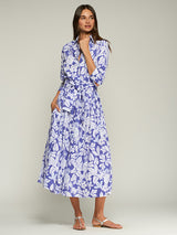 BLUE WHITE TROPICAL PRINT SKIRT