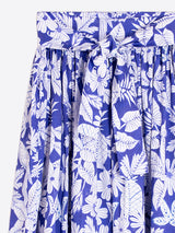 BLUE WHITE TROPICAL PRINT SKIRT