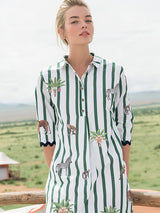 JUNGLE ANIMAL PRINT STRIPED DRESS