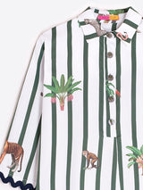 JUNGLE ANIMAL PRINT STRIPED DRESS