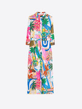 MULTICOLOUR PALM PRINT SHIRT-DRESS