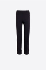 TURNED-UP HEM BLACK STRAIGHT-LEG TROUSERS