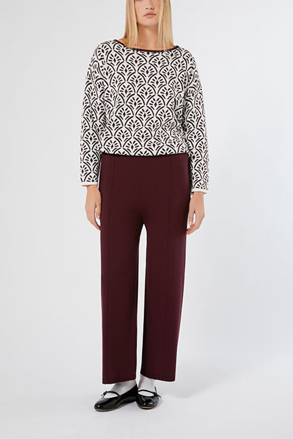 MODA BROWN VISCOSE WIDE-LEG TROUSERS