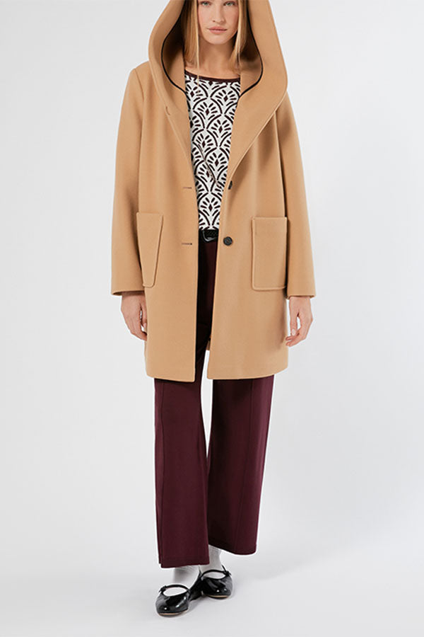 MODA BROWN VISCOSE WIDE-LEG TROUSERS