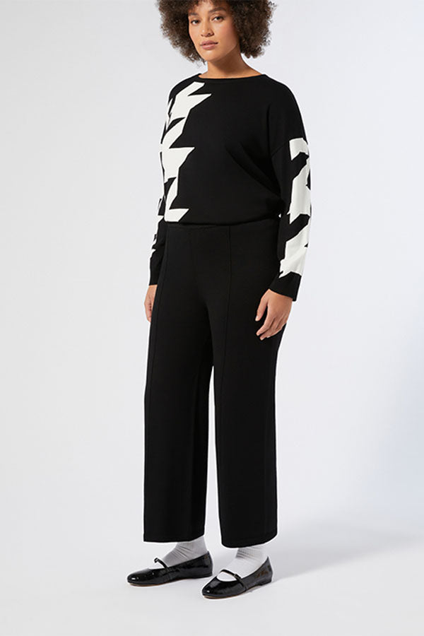 MODA BLACK VISCOSE WIDE-LEG TROUSERS