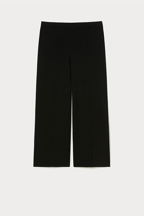 MODA BLACK VISCOSE WIDE-LEG TROUSERS