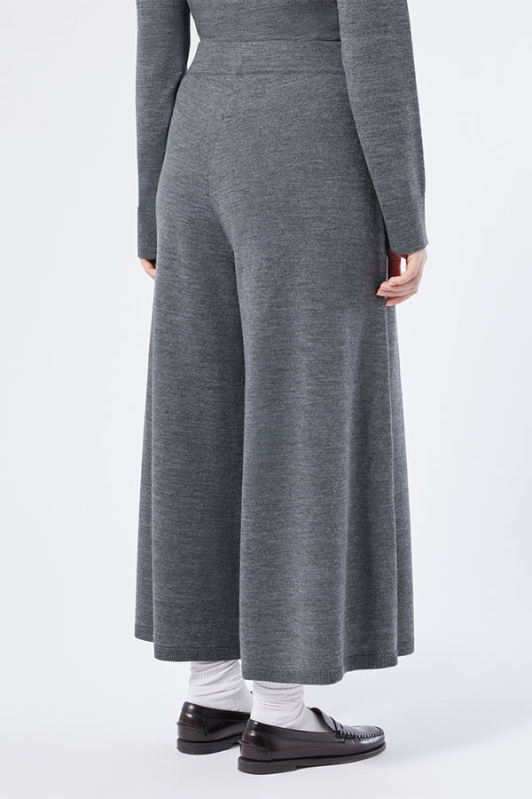 TEMPIO GREY WOOL BLEND KNIT TROUSERS