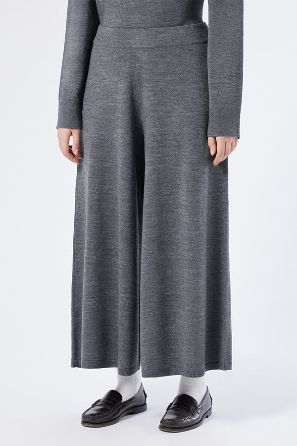 TEMPIO GREY WOOL BLEND KNIT TROUSERS