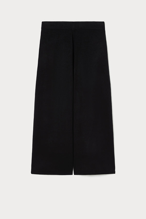 TEMPIO BLACK WOOL BLEND KNIT TROUSERS
