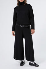 TEMPIO BLACK WOOL BLEND KNIT TROUSERS