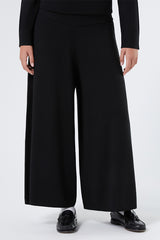 TEMPIO BLACK WOOL BLEND KNIT TROUSERS