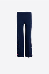 COLORED BUTTONS HEM NAVY TROUSERS